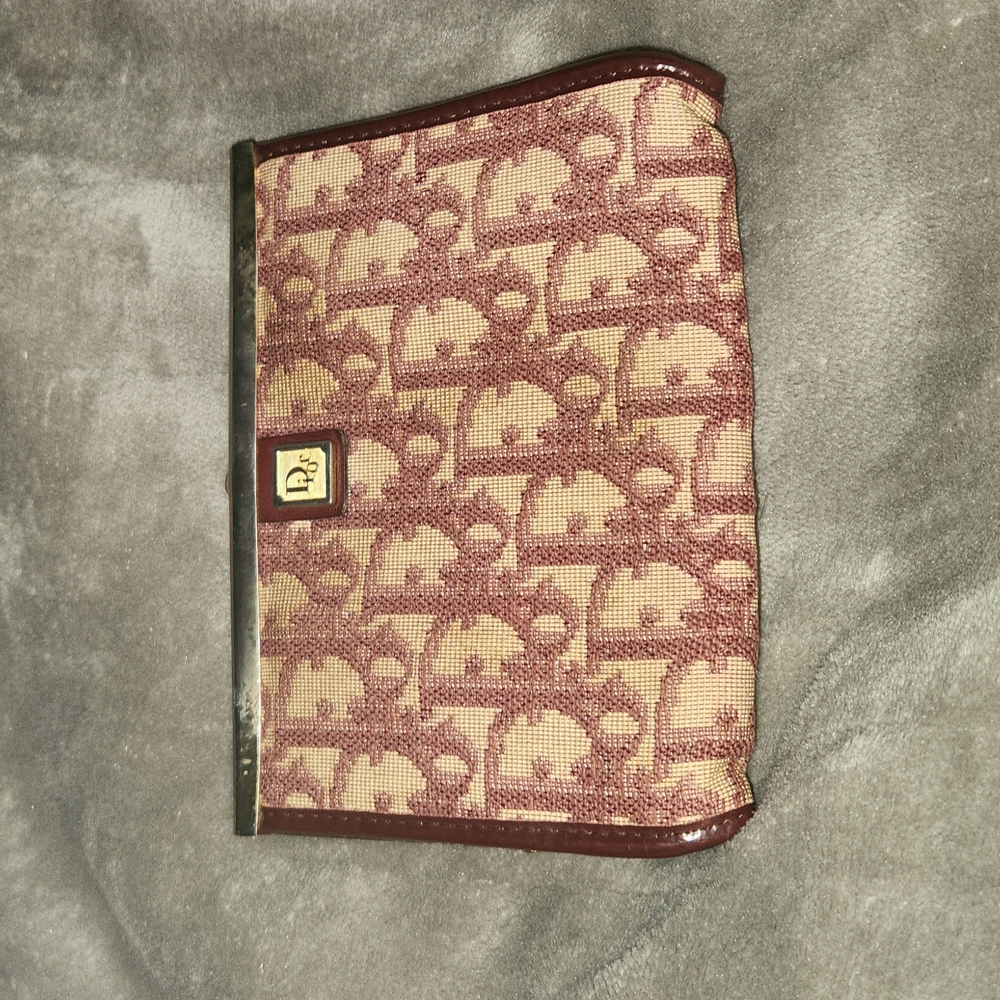 Dior vintage signature burgundy coin purse
